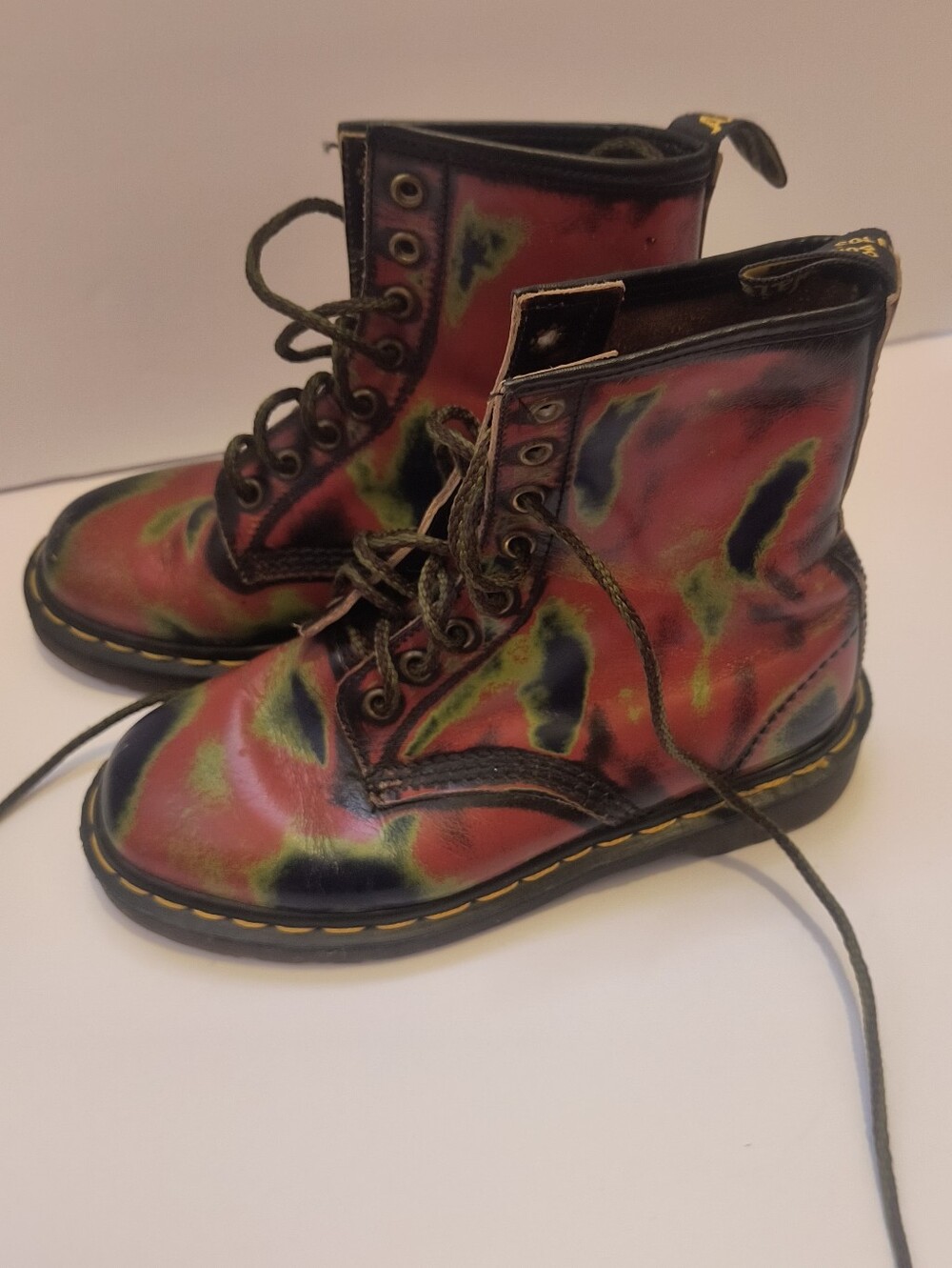 Vintage Dr. Martens Made in England Tie Dye Rub Off Boots UK 4 US 6 - Picture 9 of 11